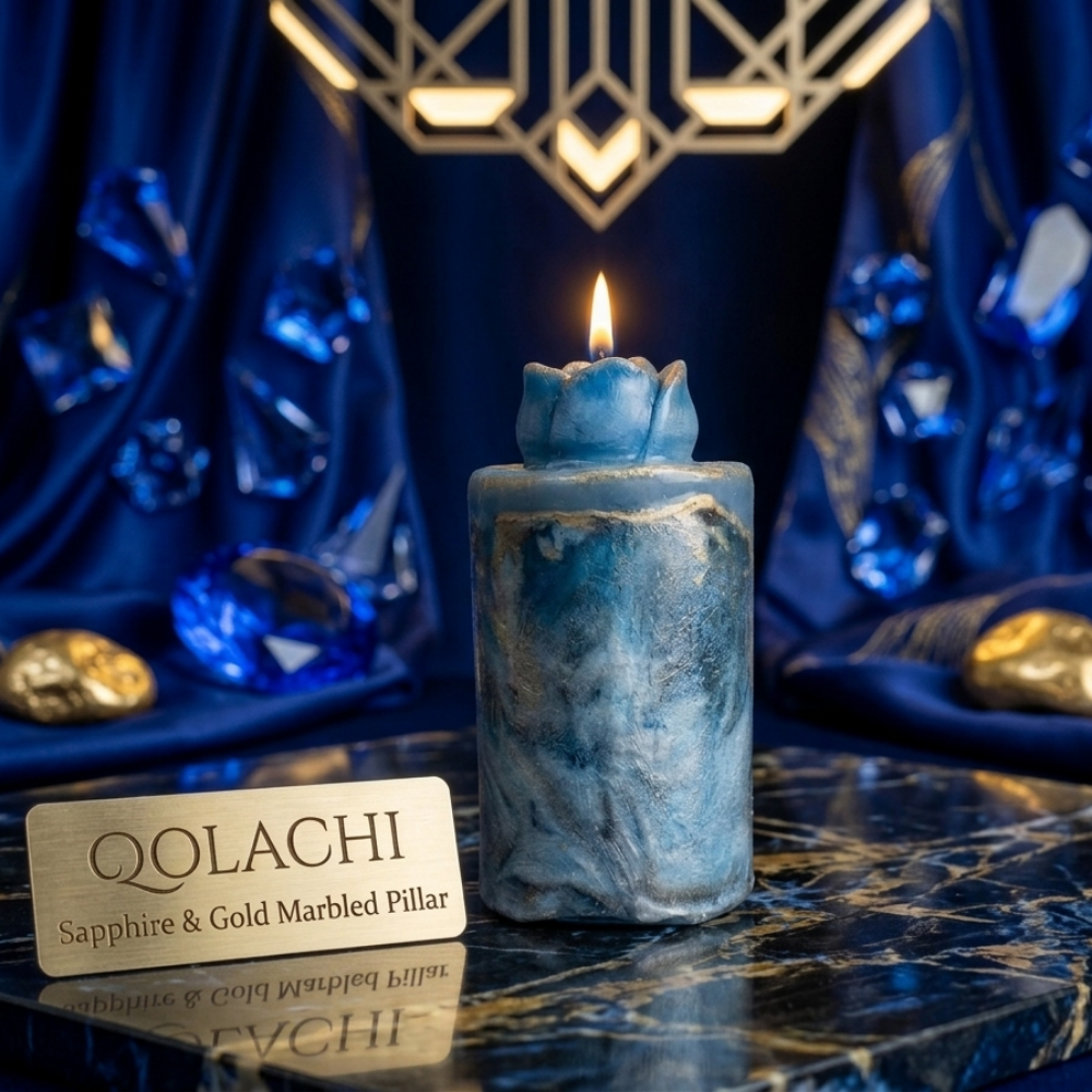 Azura Lumière Pillar Candle - Royal Blue Campaign Shot
