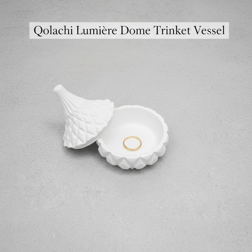 Lumière Dome open lid Chalk White with gold ring — Qolachi branded
