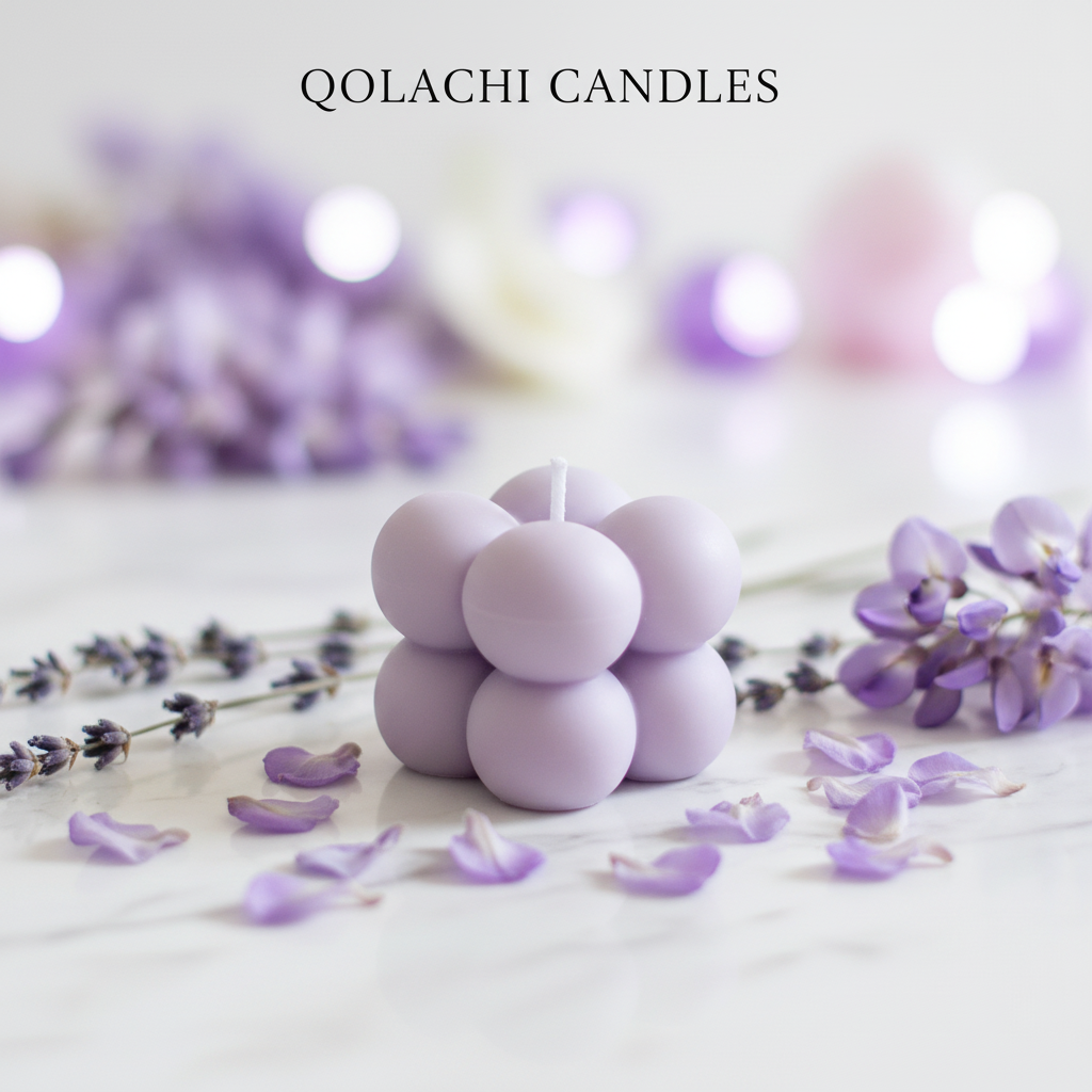 Mini Bubble Candle in Lavender Purple - Qolachi Candles