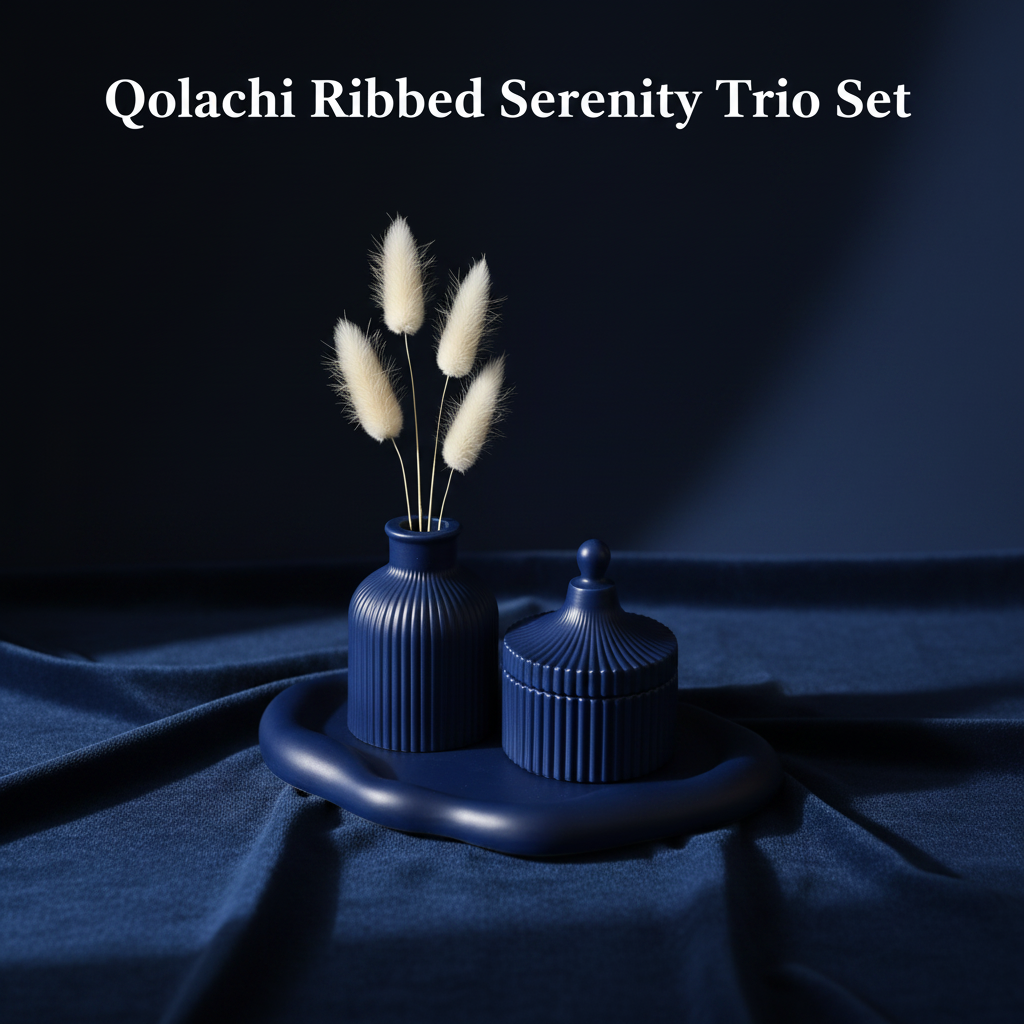Qolachi Ribbed Serenity Trio Set — Royal Blue