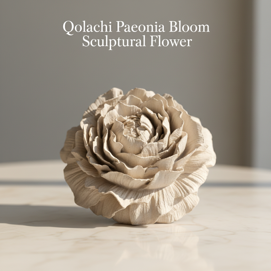 Paeonia Bloom handcrafted ceramic sculptural flower in Beige