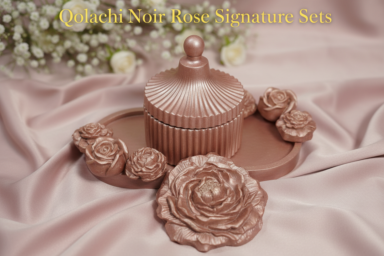 Champagne Rose Gold × Blush Pink - Qolachi Noir Rose Signature Set