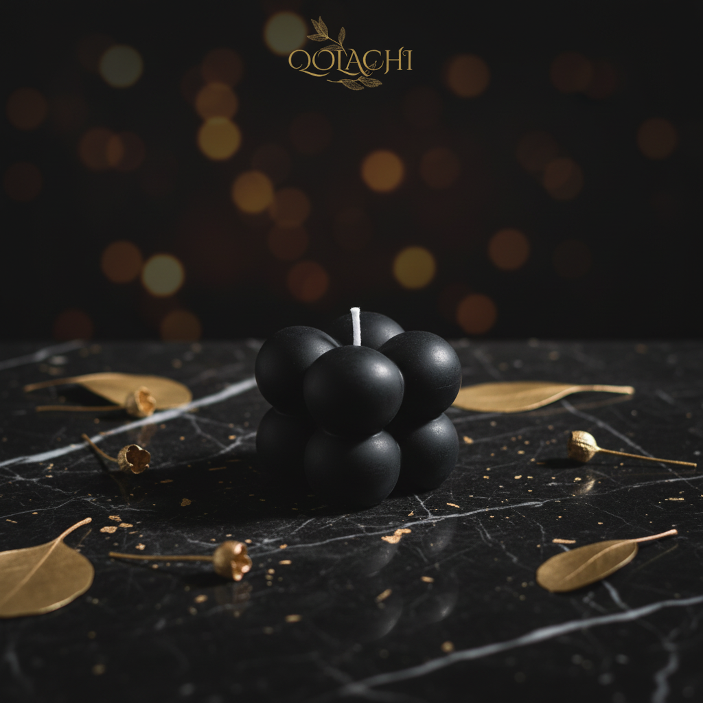 Mini Bubble Candle in Matte Black - Qolachi Candles