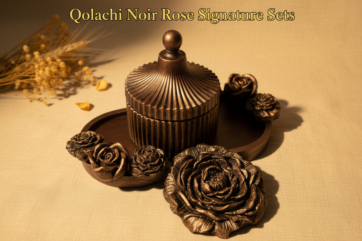 Antique Bronze Gold × Dark Brown - Qolachi Noir Rose Signature Set