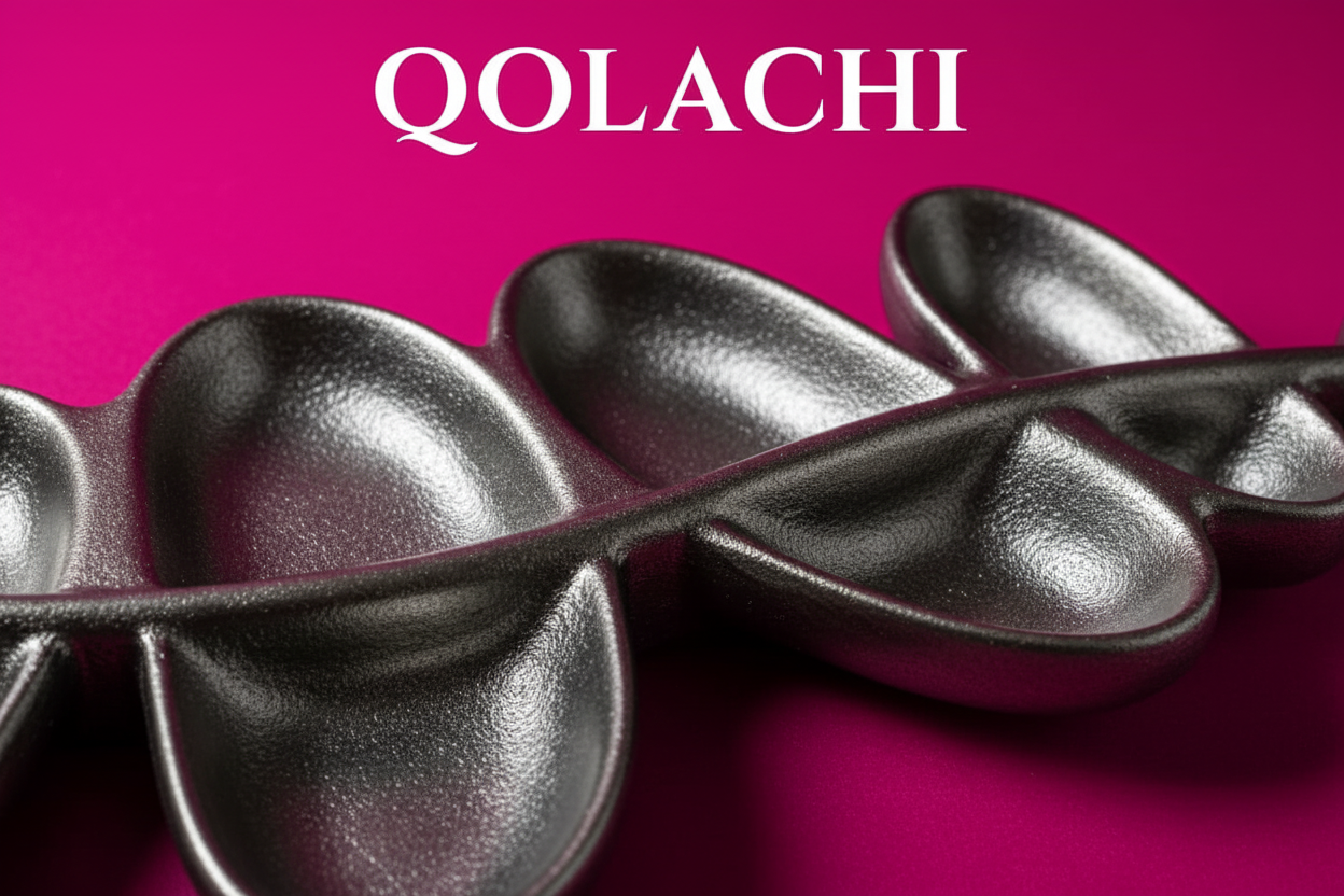 Aurum Botanica Leaf Tray – Gunmetal Silver on Hot Pink | Qolachi Interiors