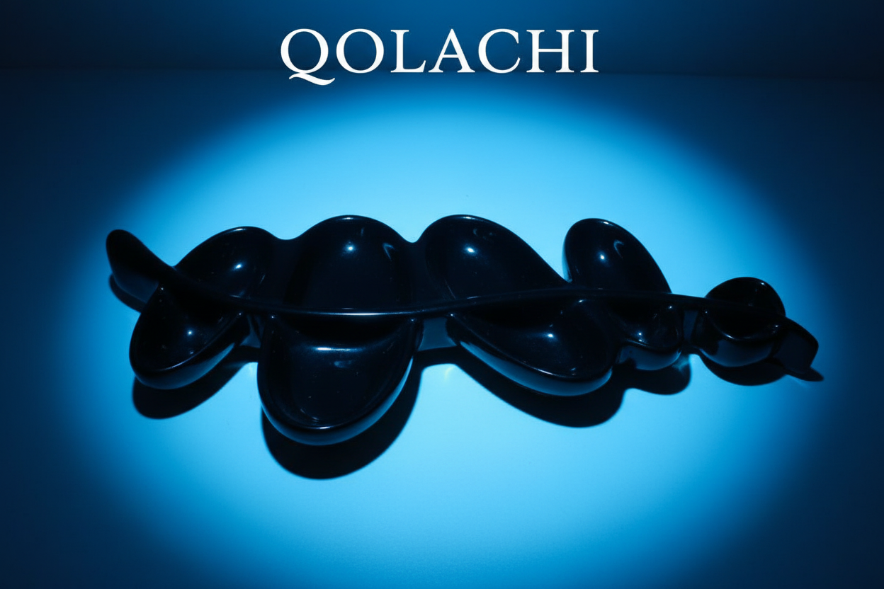 Aurum Botanica Leaf Tray – Black on Electric Blue Background | Qolachi Interiors