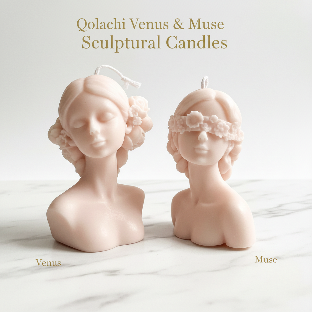 Qolachi Venus & Muse Sculptural Candles - Blush Pink wax variant