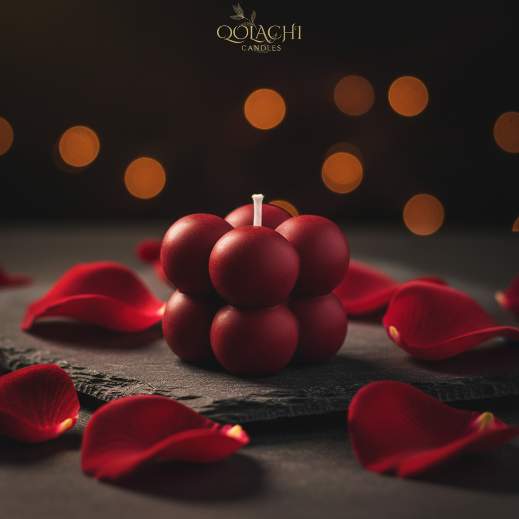 Mini Bubble Candle in Deep Red - Qolachi Candles