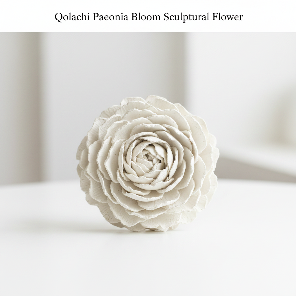 Paeonia Bloom handcrafted ceramic sculptural flower in Ivory White