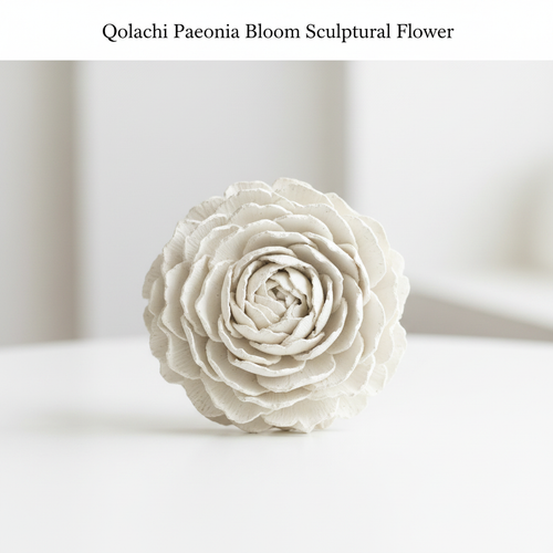 Paeonia Bloom handcrafted ceramic sculptural flower in Ivory White