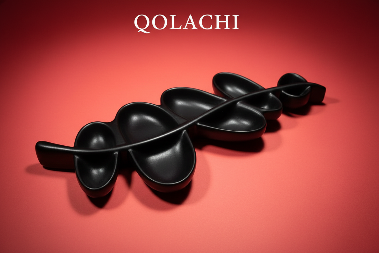 Aurum Botanica Leaf Tray – Matte Black on Coral Red | Qolachi Interiors