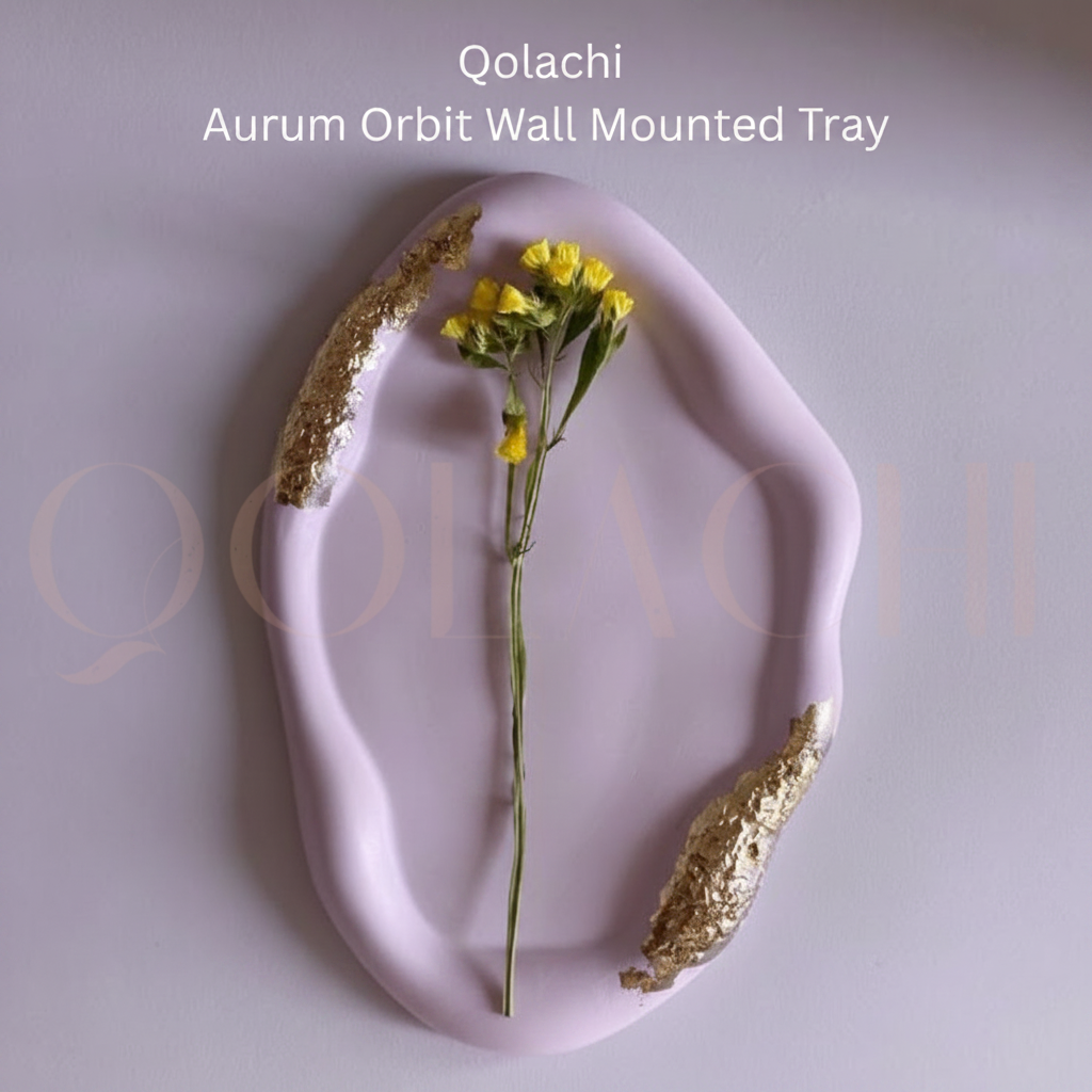 Qolachi Aurum Orbit Wall Mounted Tray in Lavender Purple monochromatic colorway, square format branded product image