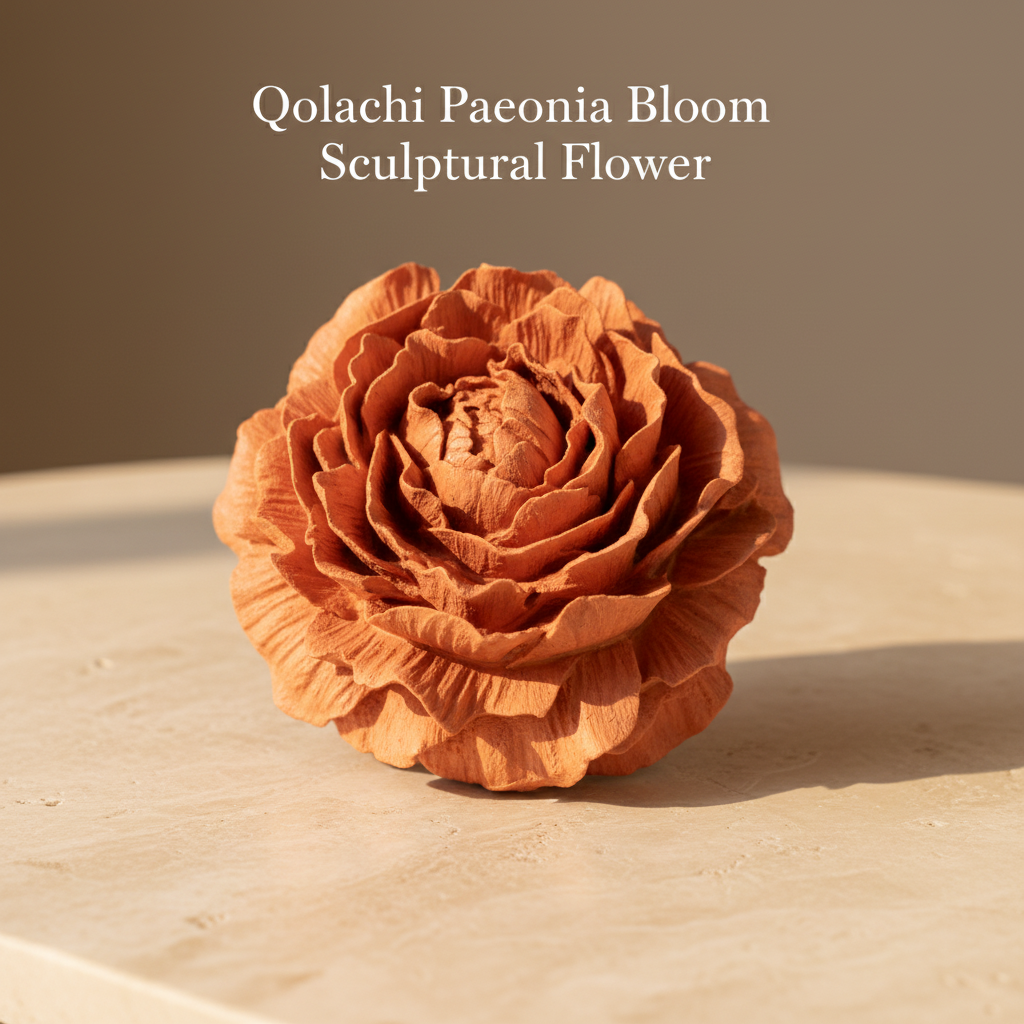 Paeonia Bloom handcrafted ceramic sculptural flower in Orange