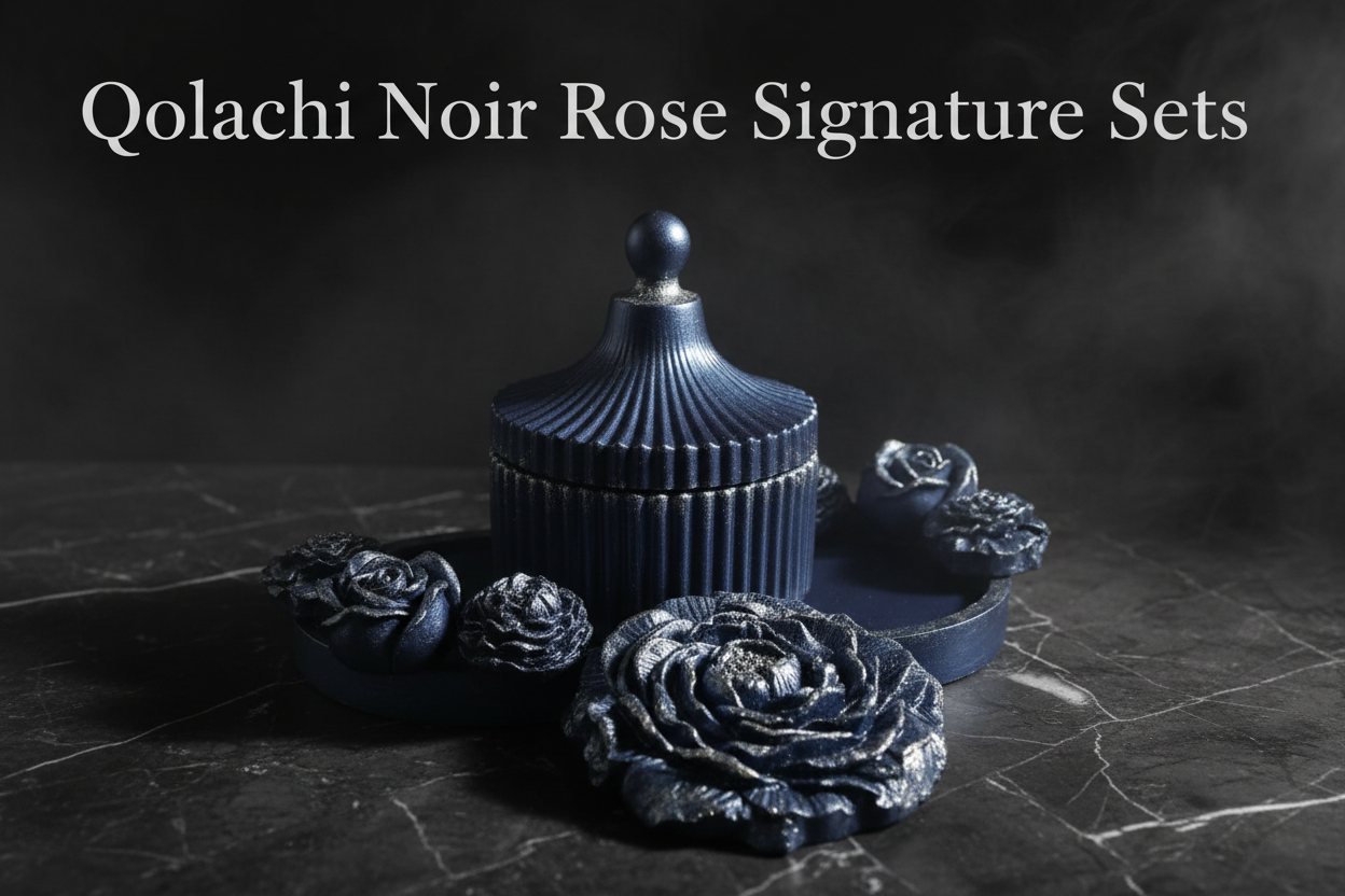 Obsidian Black × Silver - Qolachi Noir Rose Signature Set