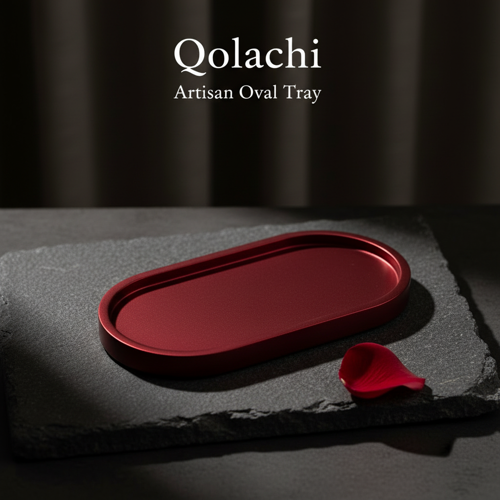 Qolachi Artisan Oval Tray - Metallic Matte Red