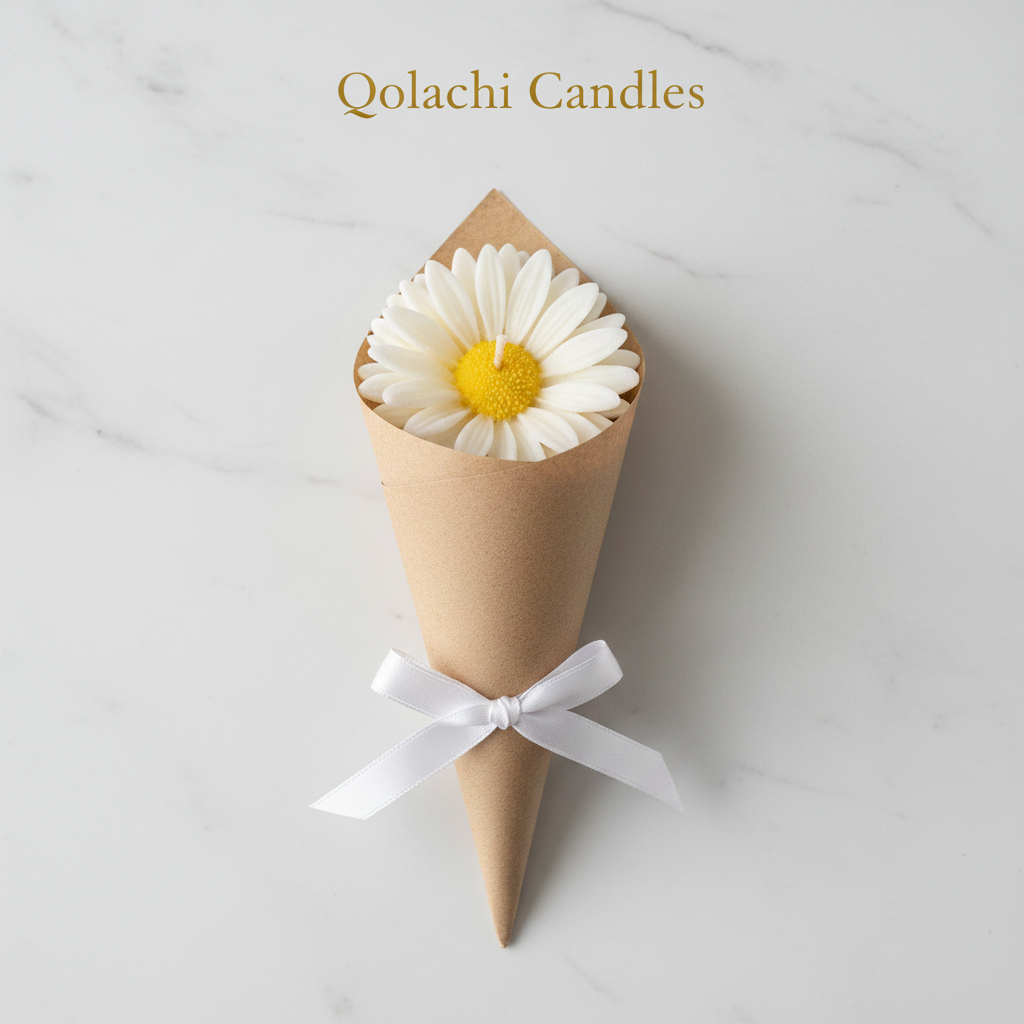 Bloom & Glow Pure White Flower Bouquet Candle by Qolachi