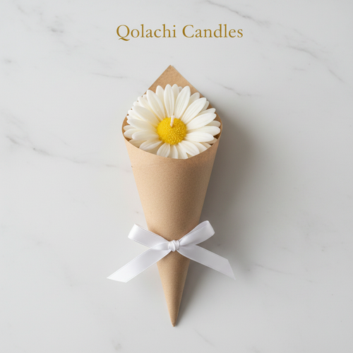 Bloom & Glow Pure White Flower Bouquet Candle by Qolachi