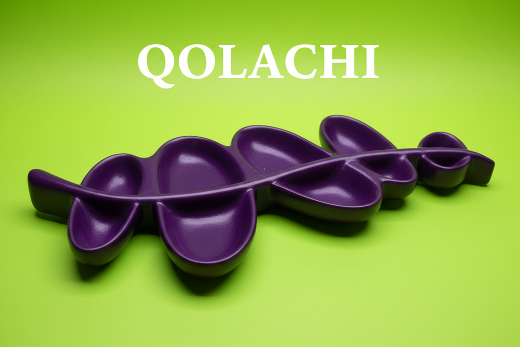 Aurum Botanica Leaf Tray – Purple on Lime Green Background | Qolachi Interiors