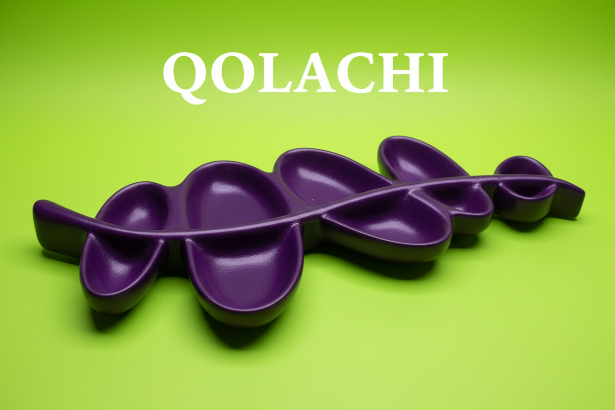 Aurum Botanica Leaf Tray – Purple on Lime Green Background | Qolachi Interiors