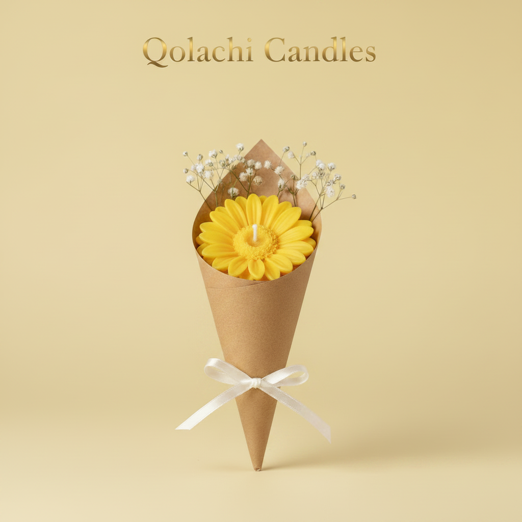 Bloom & Glow Sunny Yellow Flower Bouquet Candle by Qolachi