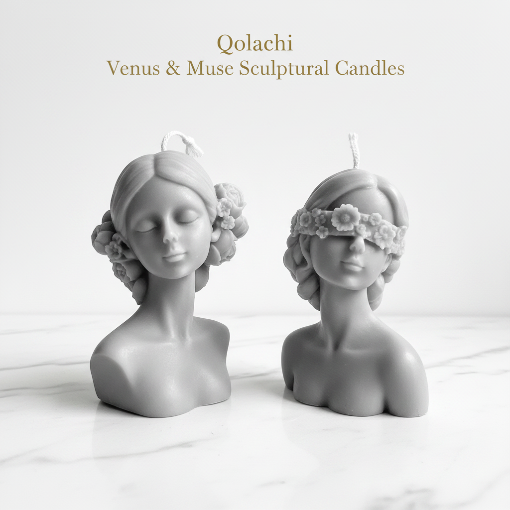 Qolachi Venus & Muse Sculptural Candles - Grey wax variant