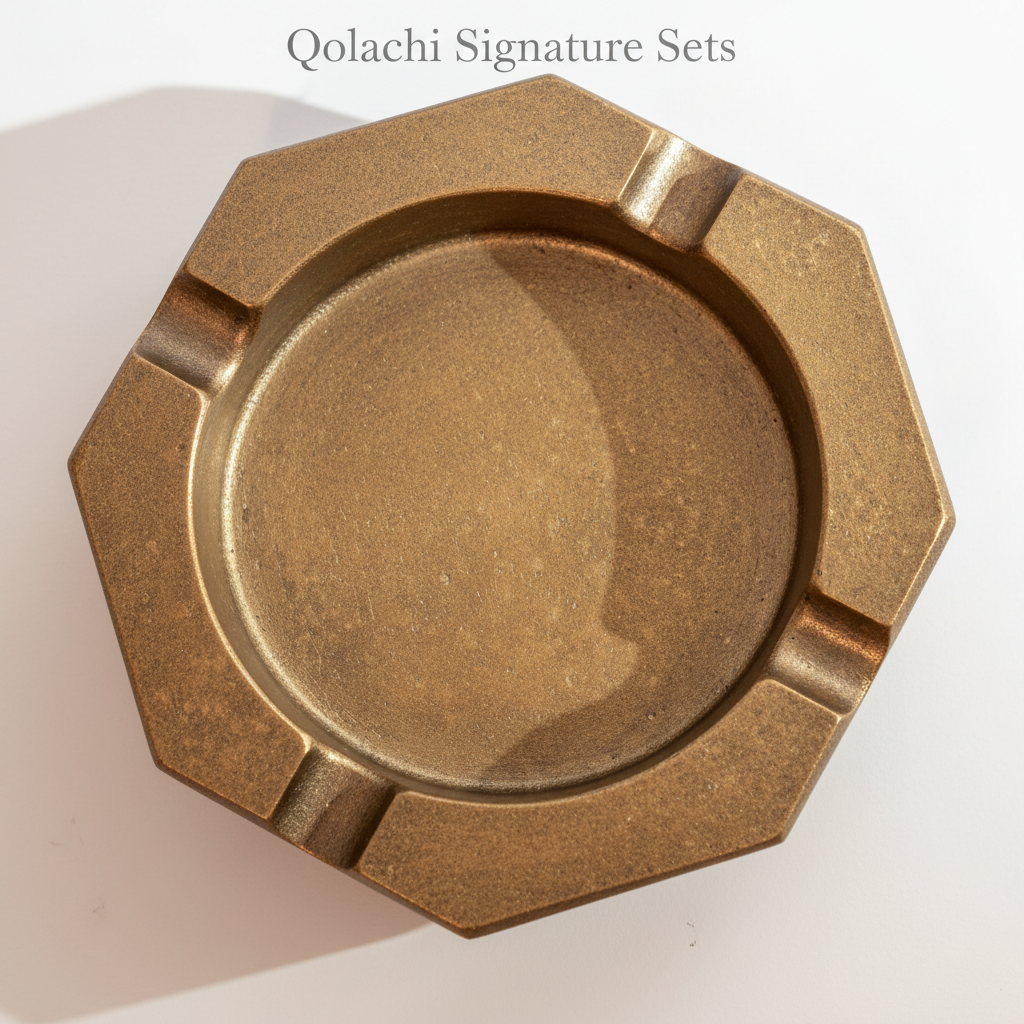 Qolachi Signature Octagon Ashtray in bronze-gold metallic double-tone