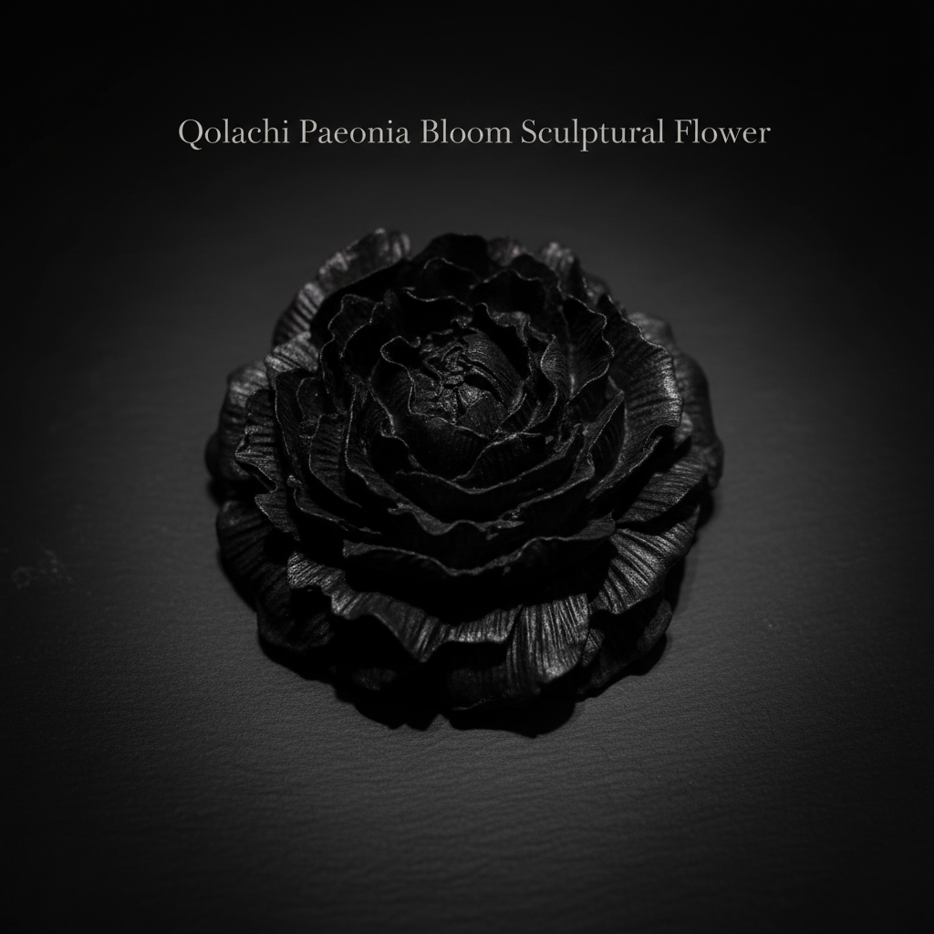 Paeonia Bloom handcrafted ceramic sculptural flower in Pearl Black