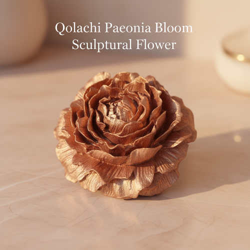 Paeonia Bloom handcrafted ceramic sculptural flower in Rose Gold