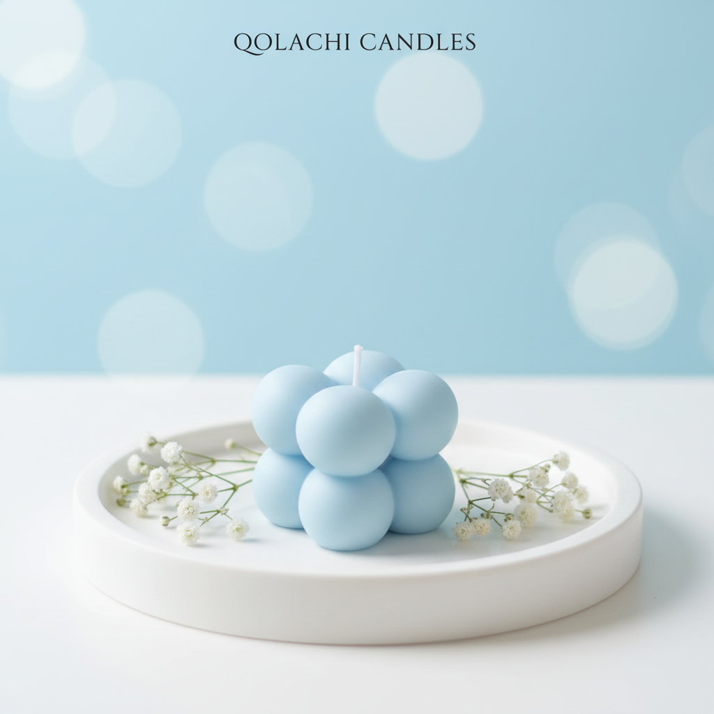 Mini Bubble Candle in Sky Blue - Qolachi Candles