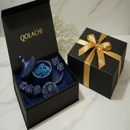 Qolachi Branded Box - Matte Black Gold with Product Inside