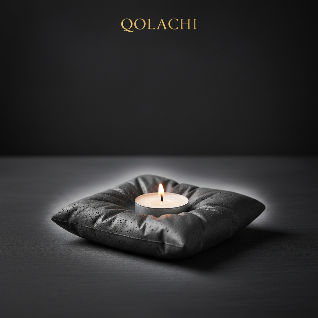 Qolachi Pillow Stone - Charcoal Storm dark grey candle holder