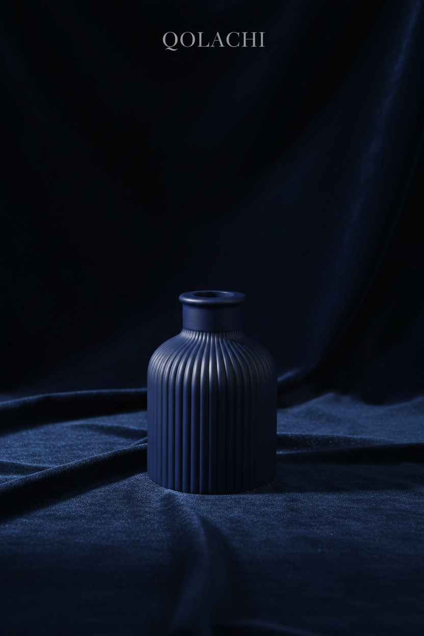 Rida Ribbed Bud Vase - Midnight Navy by Qolachi Interiors