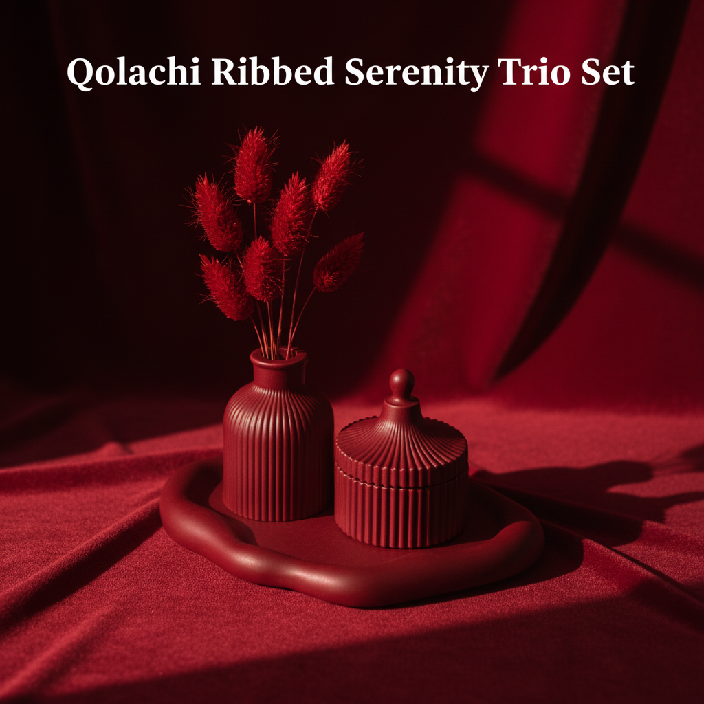 Qolachi Ribbed Serenity Trio Set — Red