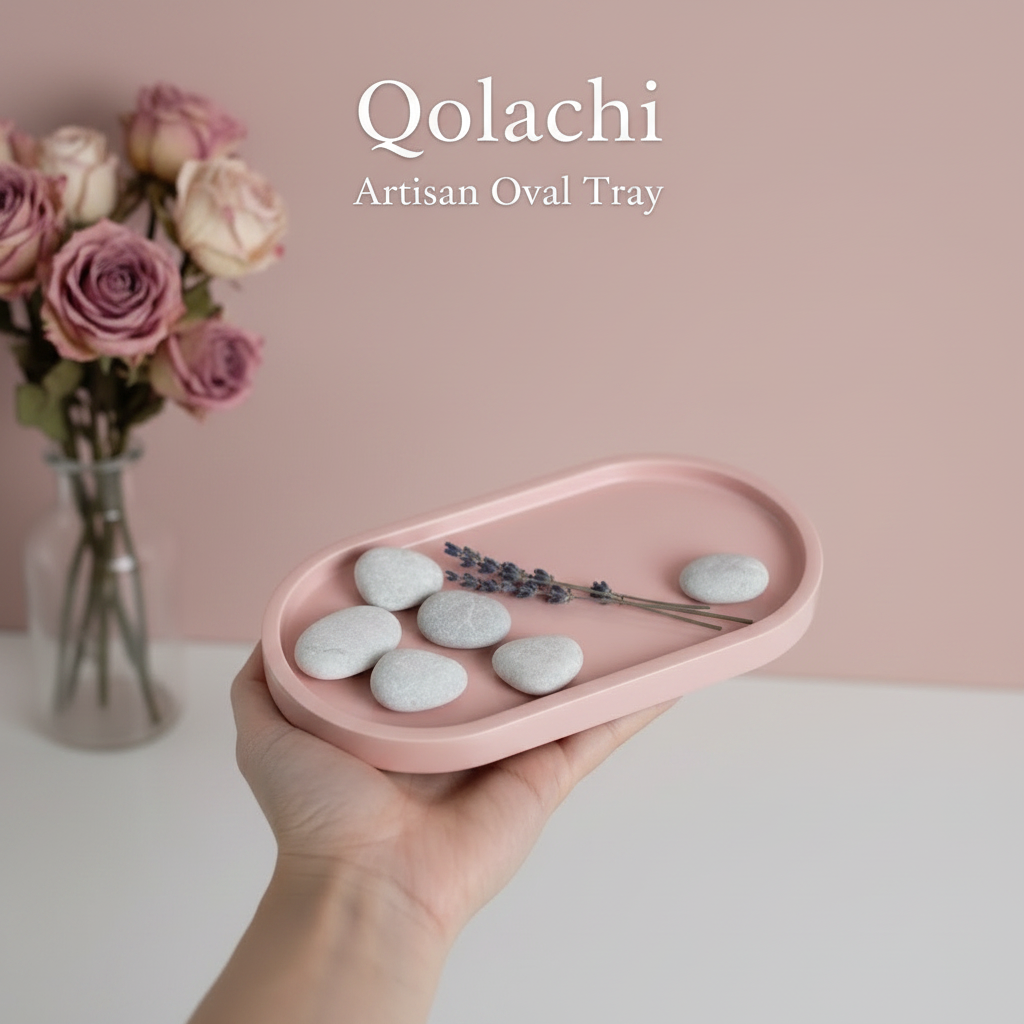 Qolachi Artisan Oval Tray — Premium Metallic Matte Collection