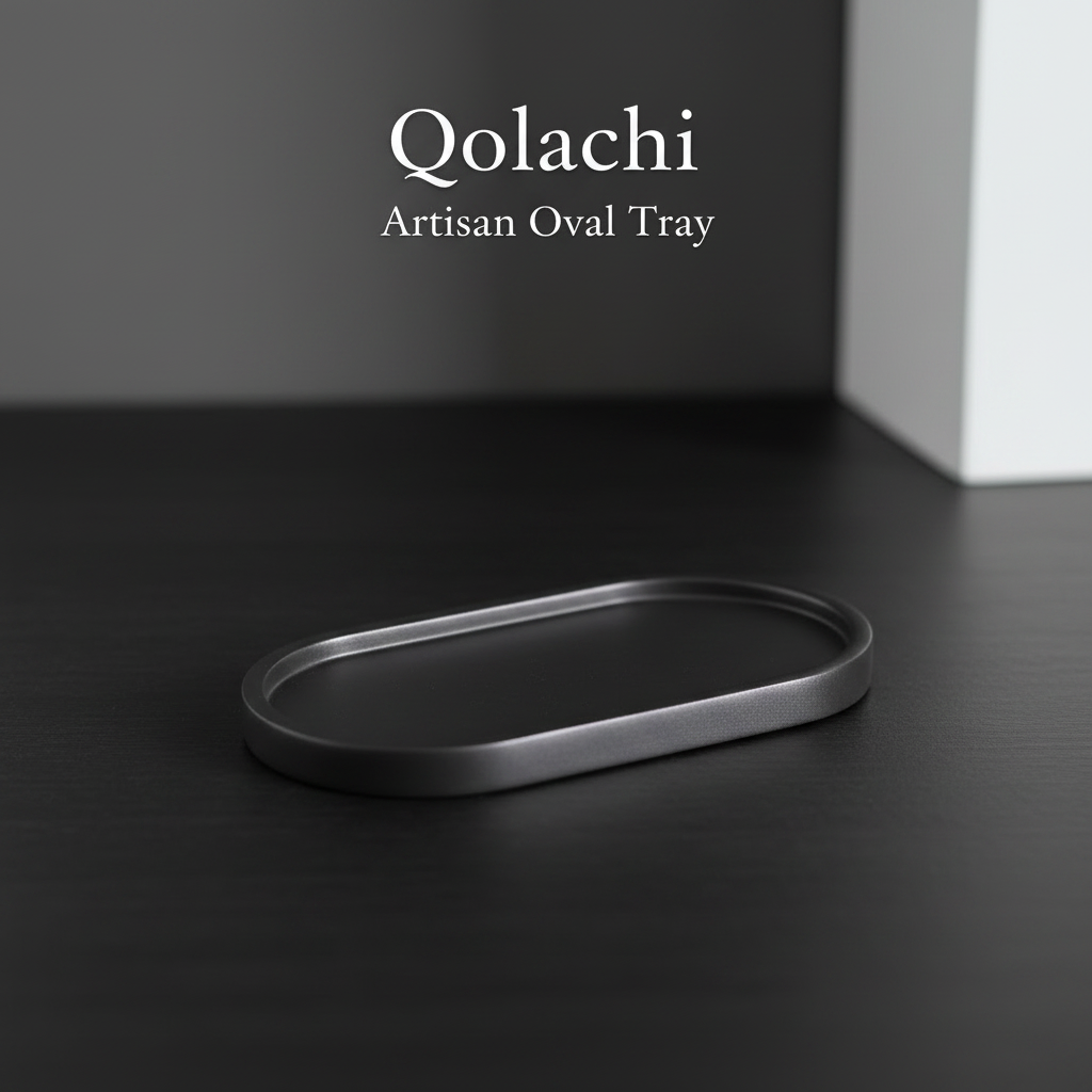 Qolachi Artisan Oval Tray - Matte Charcoal Gray