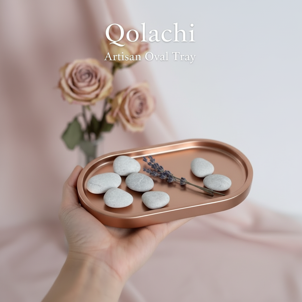 Qolachi Artisan Oval Tray — Premium Metallic Matte Collection