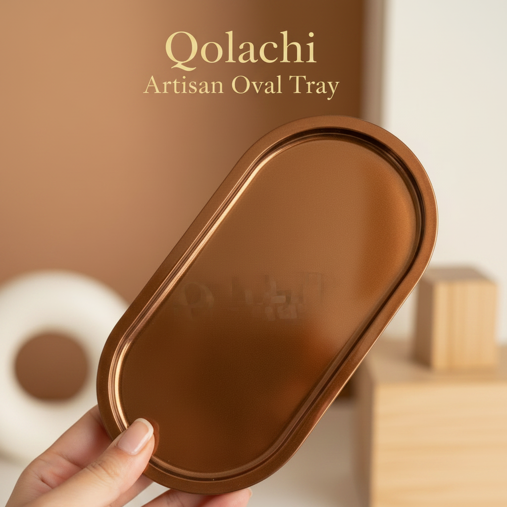 Qolachi Artisan Oval Tray — Premium Metallic Gloss Collection