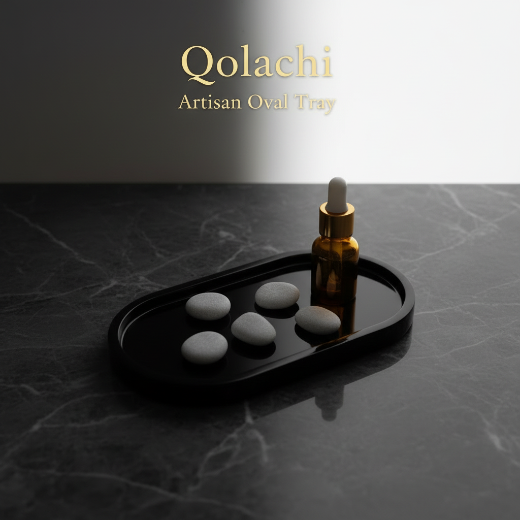 Qolachi Artisan Oval Tray — Premium Metallic Gloss Collection