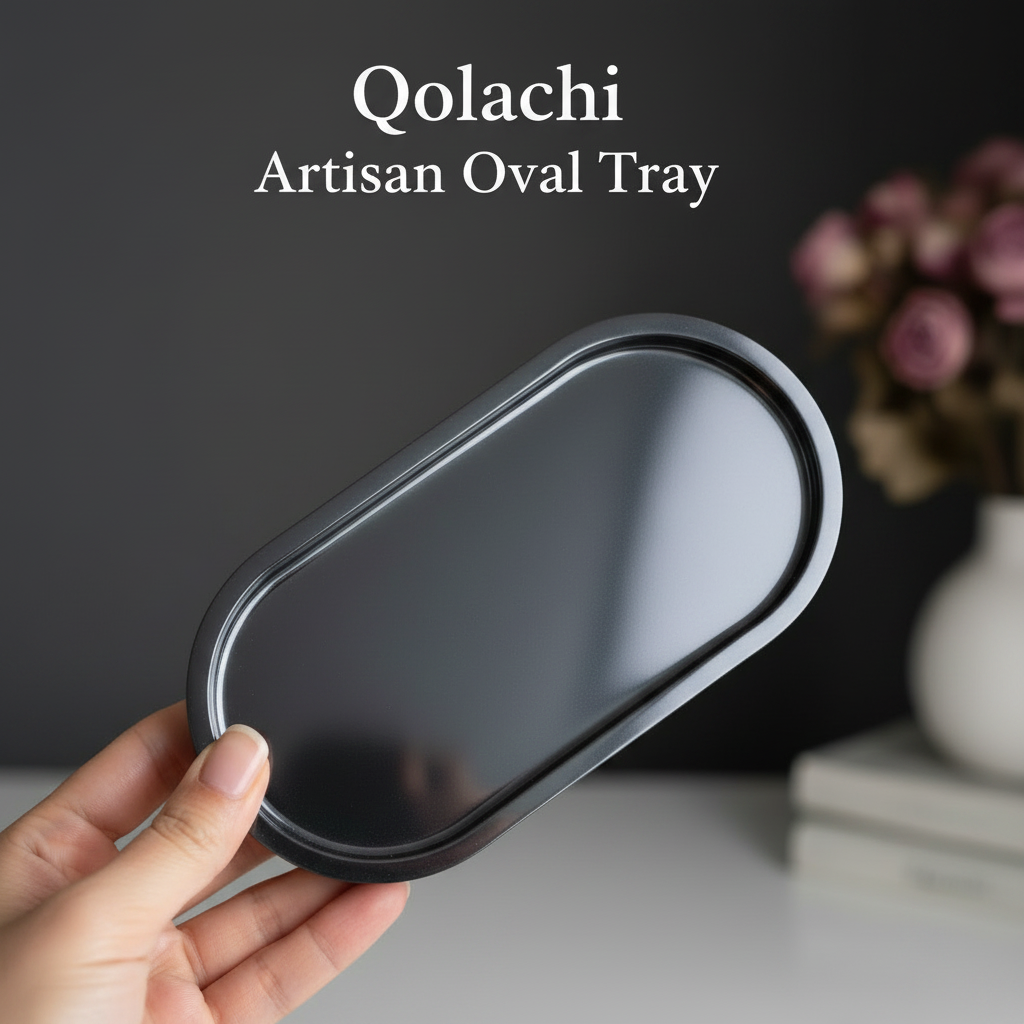 Qolachi Artisan Oval Tray — Premium Metallic Gloss Collection