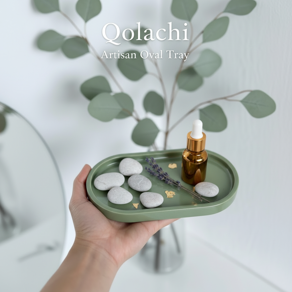 Qolachi Artisan Oval Tray — Premium Metallic Gloss Collection