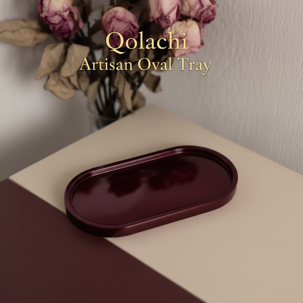 Qolachi Artisan Oval Tray — Premium Metallic Gloss Collection