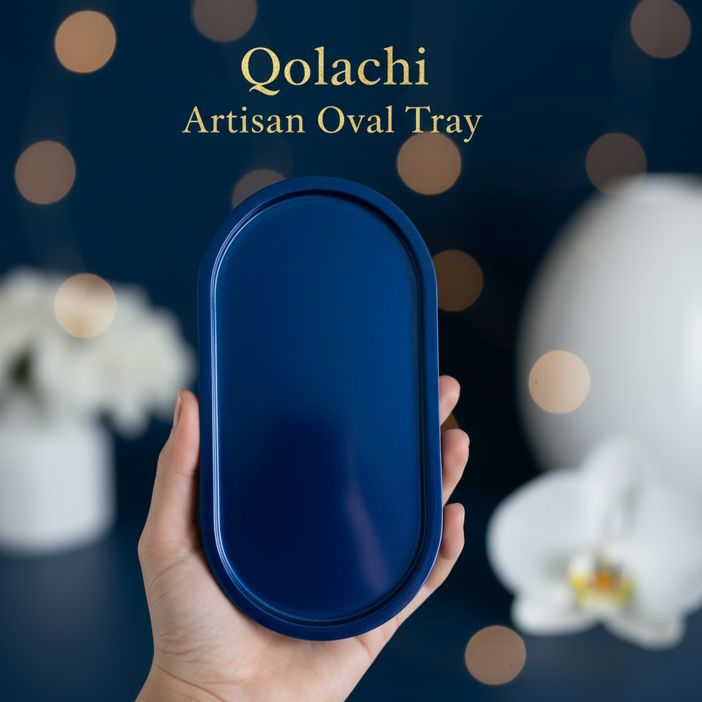 Qolachi Artisan Oval Tray — Premium Metallic Gloss Collection