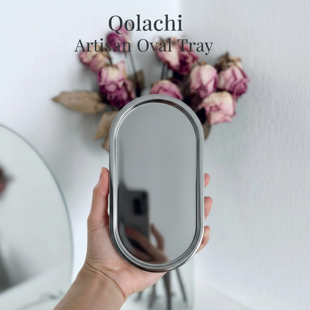 Qolachi Artisan Oval Tray — Premium Metallic Gloss Collection