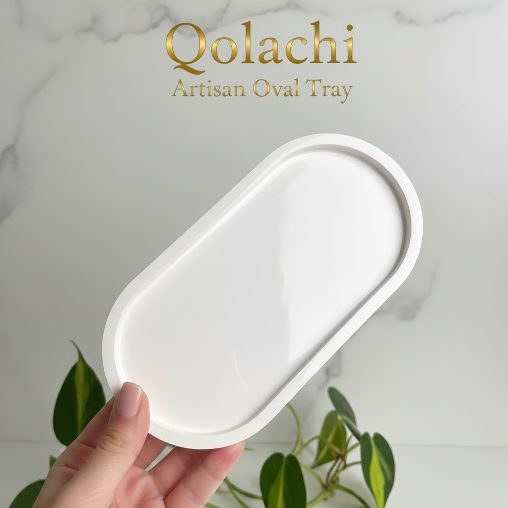 Qolachi Artisan Oval Tray — Premium Metallic Gloss Collection