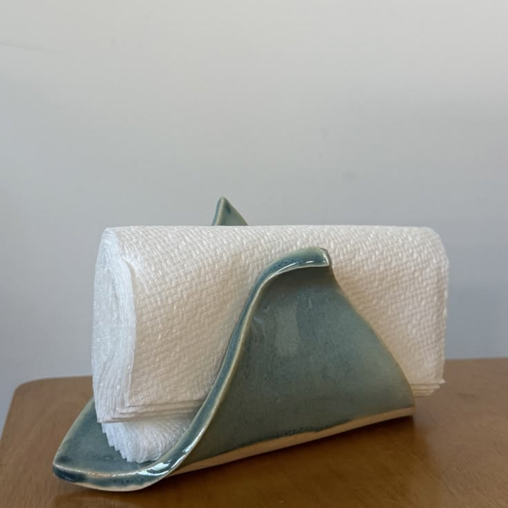 Qolachi Tidewwave ceramic napkin holder with napkins - front view