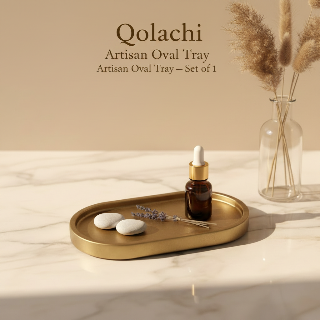 Qolachi Artisan Oval Tray — Premium Metallic Matte Collection