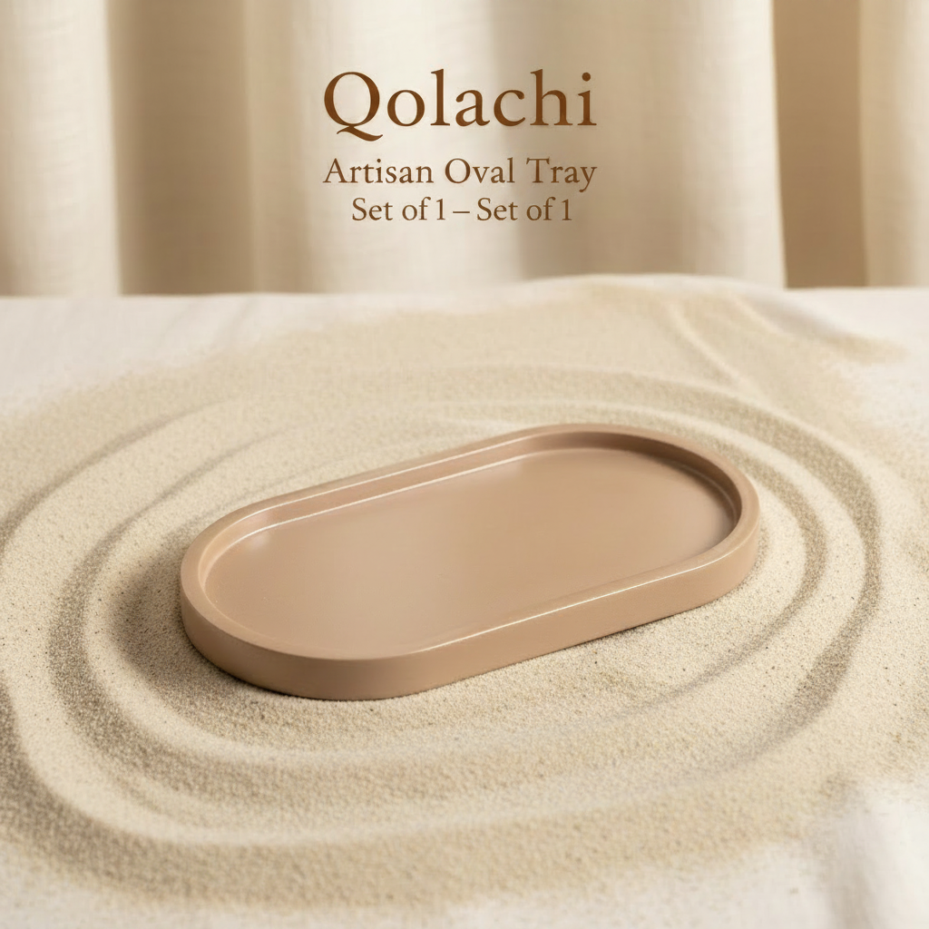 Qolachi Artisan Oval Tray — Premium Metallic Matte Collection