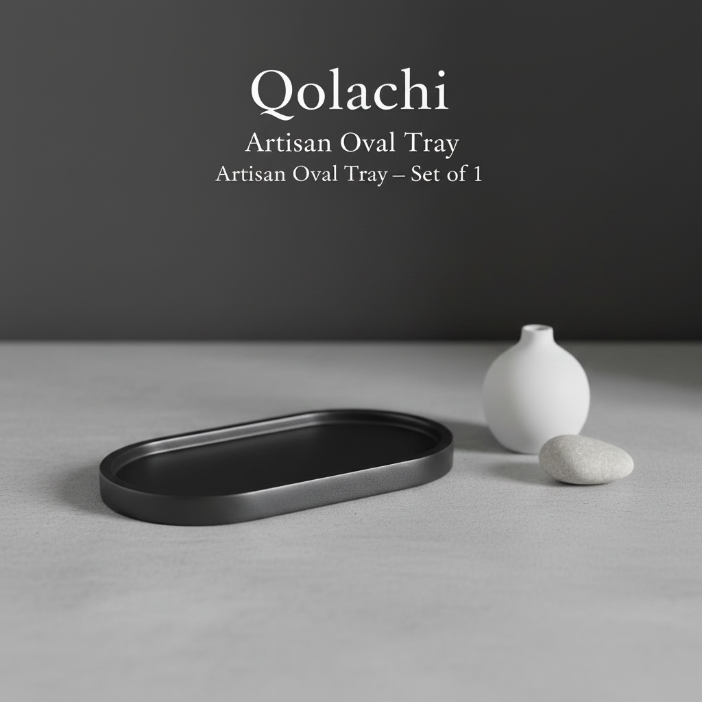 Qolachi Artisan Oval Tray — Premium Metallic Matte Collection