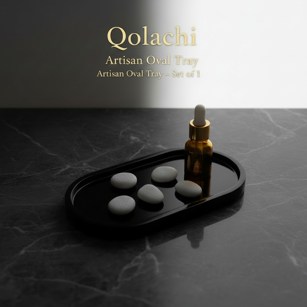 Qolachi Artisan Oval Tray — Premium Metallic Matte Collection
